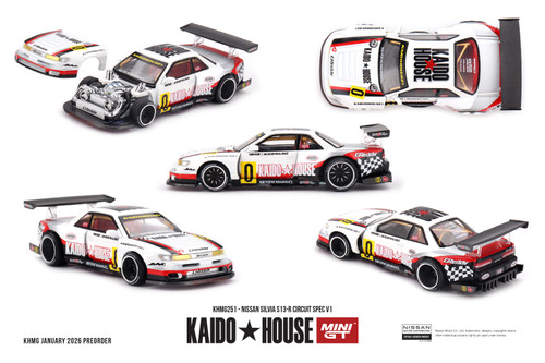 KAIDO HOUSE LTD EDN ホワイトミニカー 1/64 1/64 Kaido House Nissan Silvia S13-R Circuit Spec V1 #0 (White