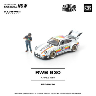 1/64 Poprace Porsche 911 RWB 930 Apple Diecast Car Model with