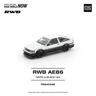 1/64 Poprace Toyota RWB AE86 (White & Black) Diecast Car Model