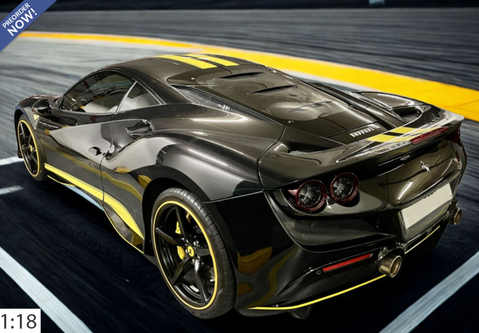 1/18 BBR Ferrari F8 Tributo (Black Daytona Metallic with Yellow