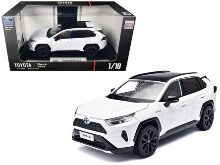 2023 Toyota Rav4 Hybrid White Metallic with Black Top 1/18 Diecast