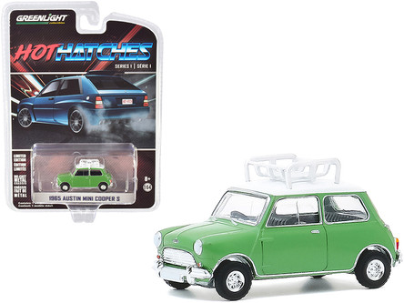 Voiture Miniature Greenlight 1:64 - Austin Mini Cooper S 1965 Verte Avec Galerie - Neuf Boîte Scellée