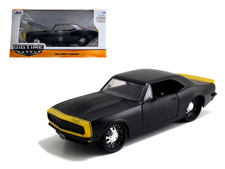 1967 Chevrolet Camaro Matt Black /Yellow 1/24 Diecast Model Car by