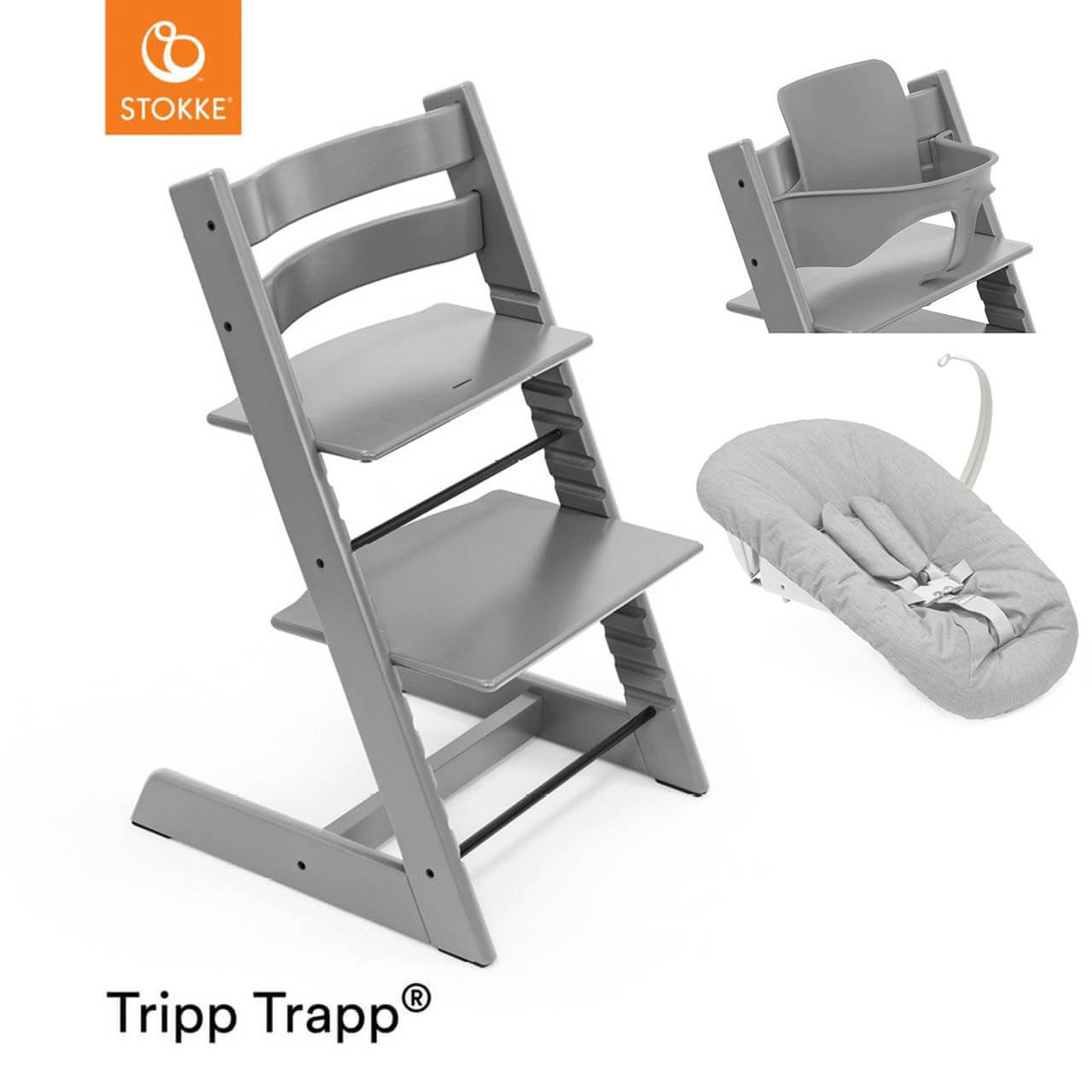 Stokke® Tripp Trapp® Newborn Bundle + FREE Baby Set - Storm Grey