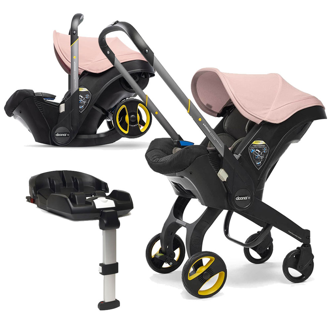 pink and gray stroller and carseat