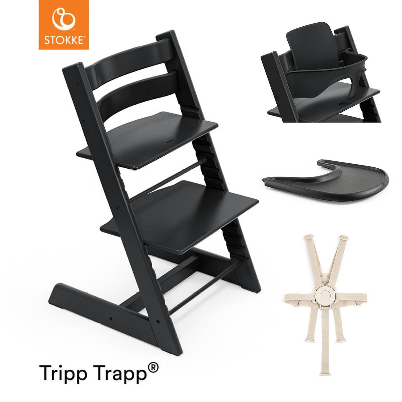 Stokke® Tripp Trapp® + Accessories Bundle - Beech Black