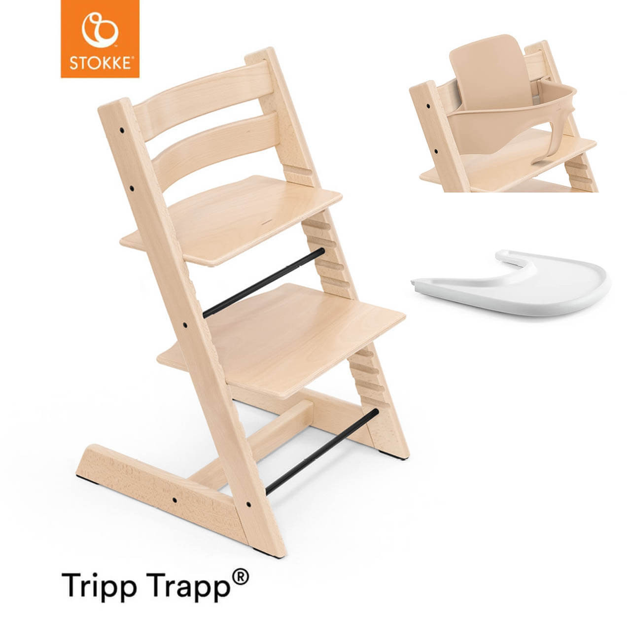 Stokke® Tripp Trapp® + Baby Set & Tray - Natural | Winstanleys