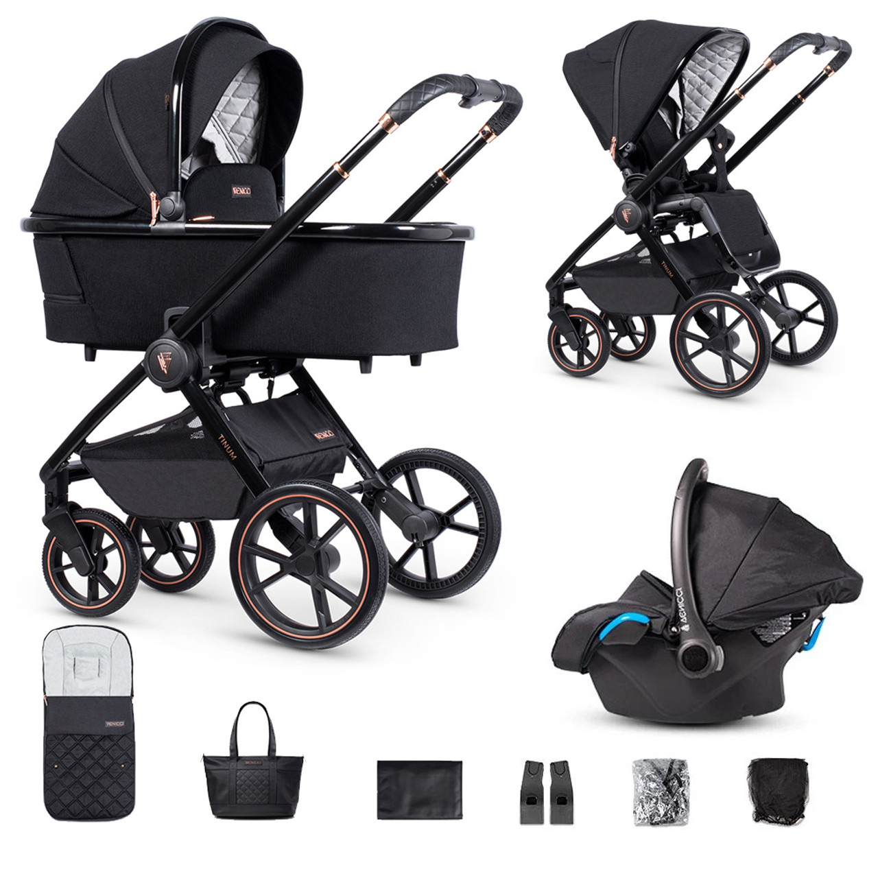 Christian bloeden als je kunt Venicci Tinum 3-in-1 Travel System (10 Piece Bundle) - Special Edition  Stylish Black