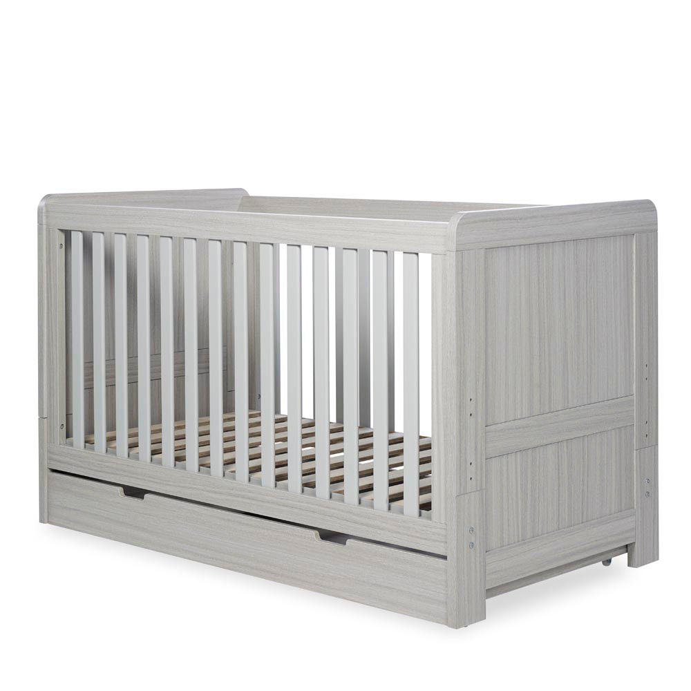 Ickle Bubba Pembrey Cot Bed & Under Drawer Ash Grey Winstanleys Pramworld