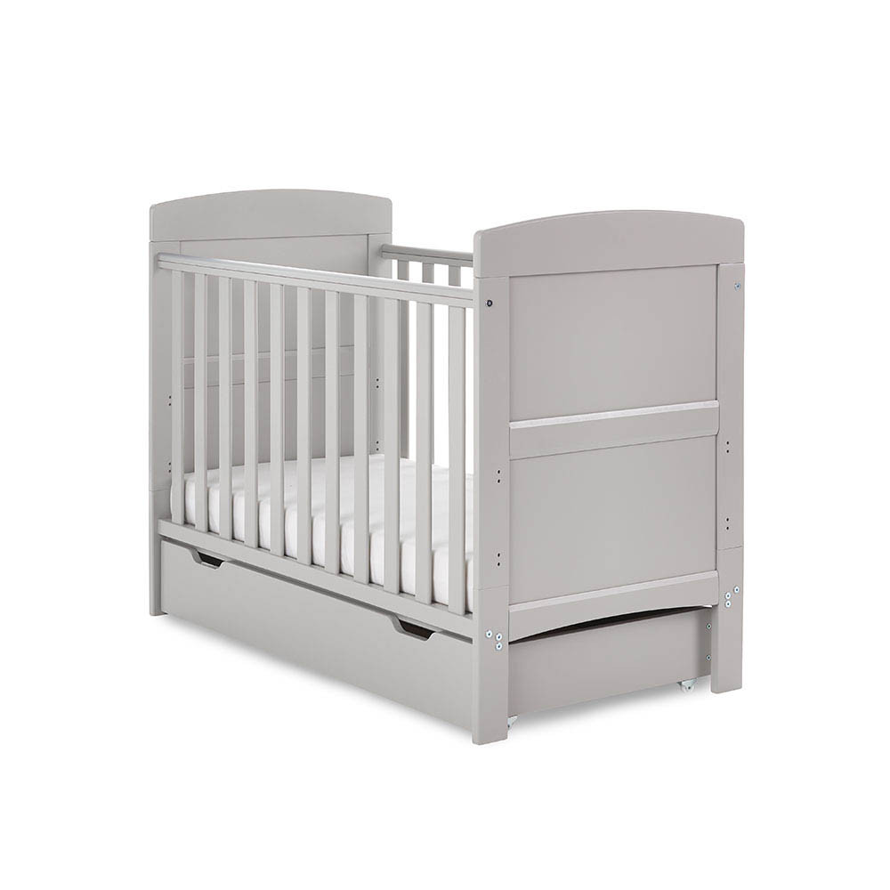 Obaby Grace Mini Cot Bed Under Drawer Warm Grey Winstanleys
