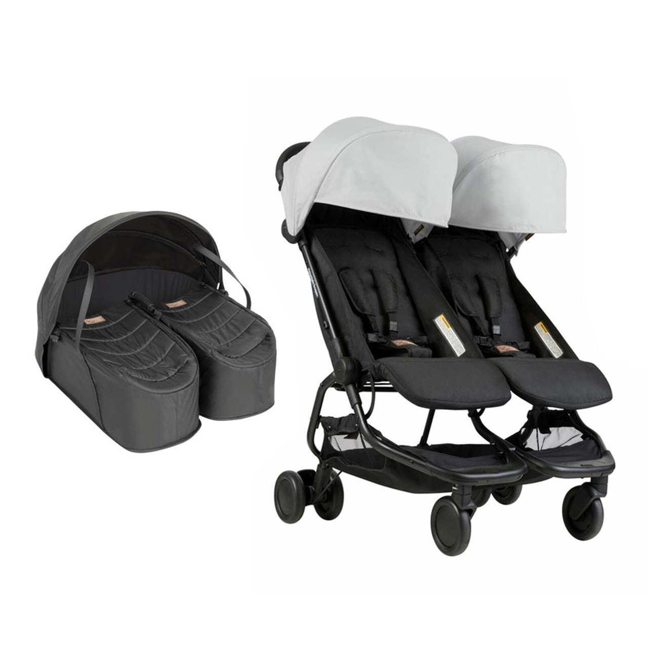 Mountain Buggy Nano Duo with Cocoon for Twins Bundle Silver