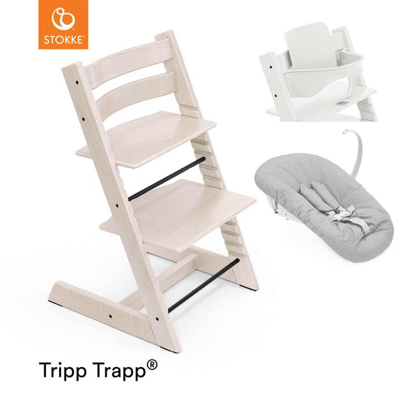 Stokke® Tripp Trapp® Newborn Bundle + FREE Baby Set - Whitewash Stokke® Tripp Trapp® Newborn Bundle + FREE Baby Set - Whitewash