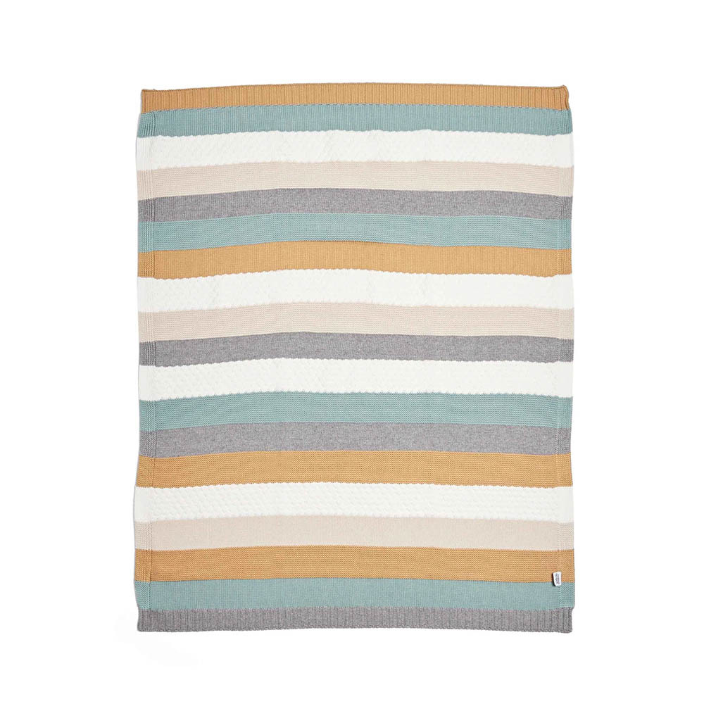 Mamas & Papas Knitted Blanket Multi Blue Stripe