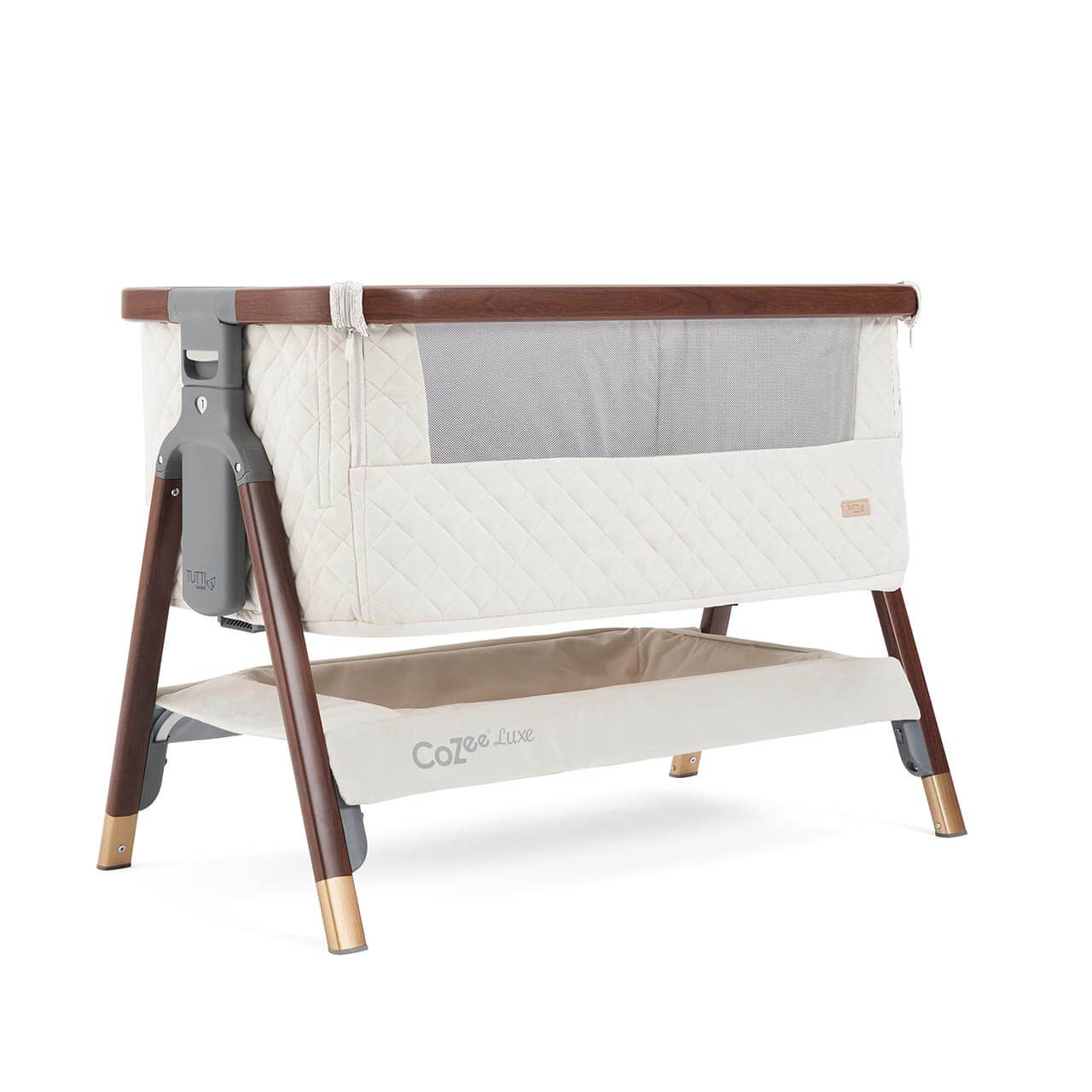 Tutti Bambini CoZee Luxe Bedside Crib Walnut/Cream Winstanleys