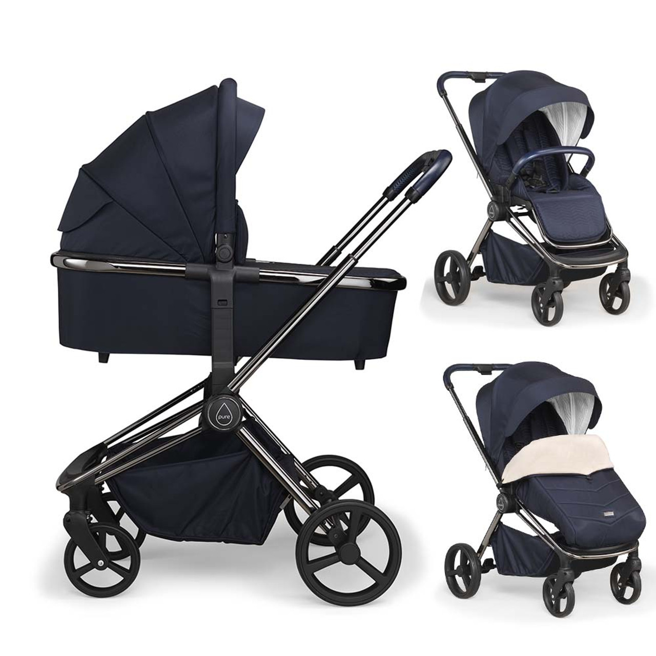 blue pram accessories