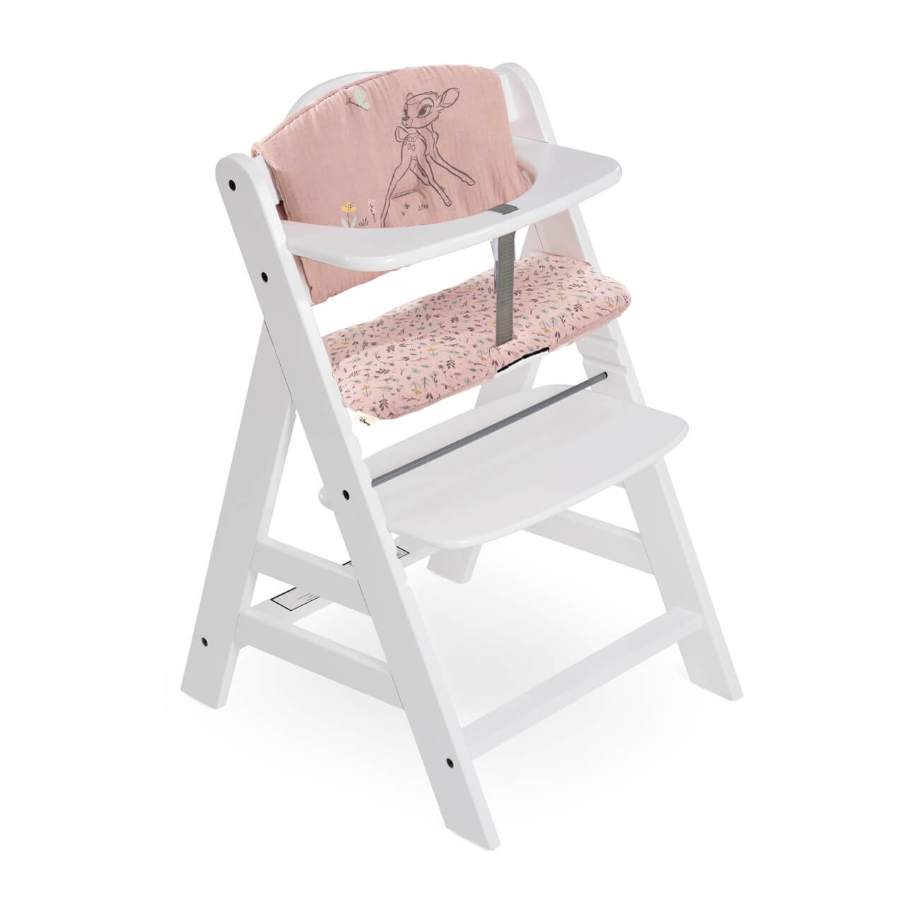 Hauck Alpha+ Wooden Highchair White/Bambi & - Seat Pad