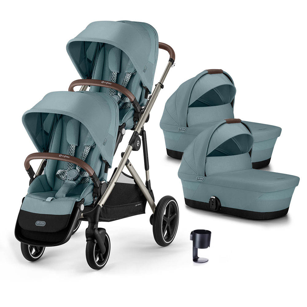 JJ様cybex Gazelle S双子用セット／2シート・新品バスケット Cybex Gazelle S Taupe Twin - Stormy Blue | Winstanleys Pramworld