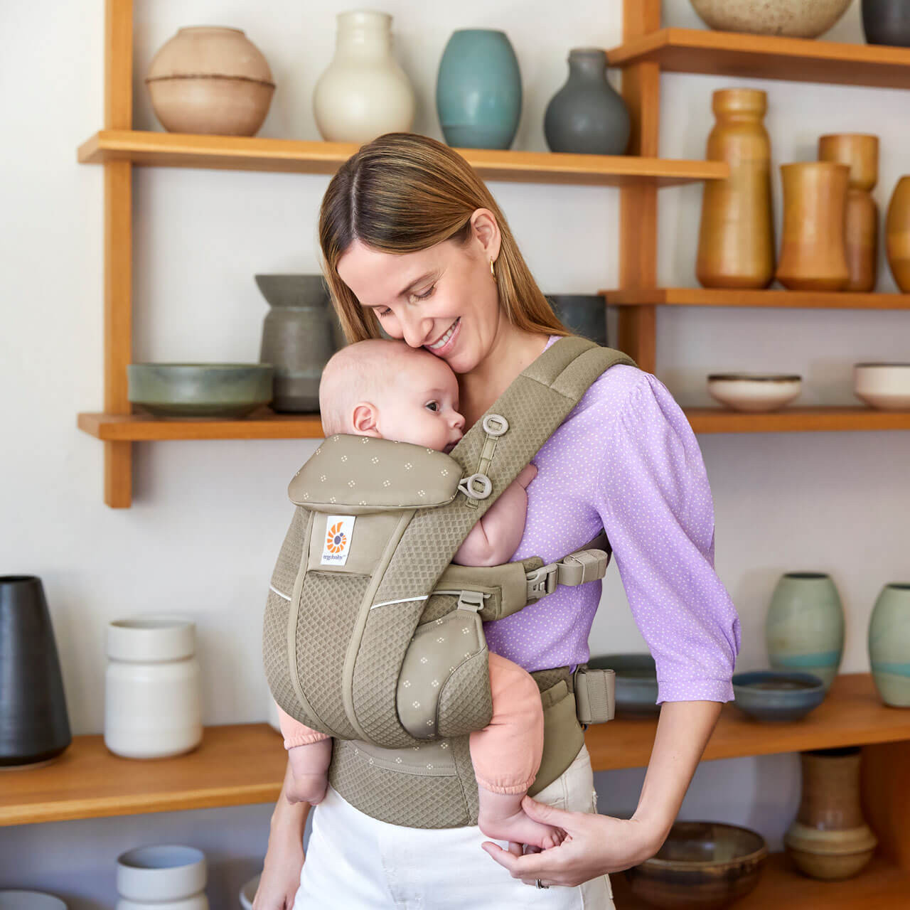 Ergobaby Omni Breeze Baby Carrier - Soft Olive Diamond - Bambi Baby Store