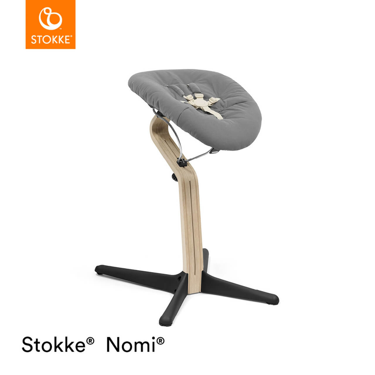 Stokke Nomi newbornset, wit/grijs roze - Inclusief 5-punts veiligheidsharnas en omkeerbare, wasbare textielset - Past op alle Stokke Nomi stoelen