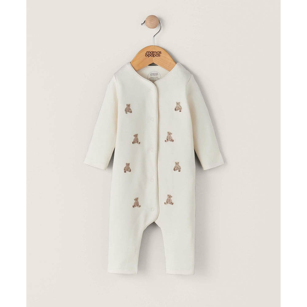 Mamas & Papas Embroidered Teddy Bear Romper 03m Cream