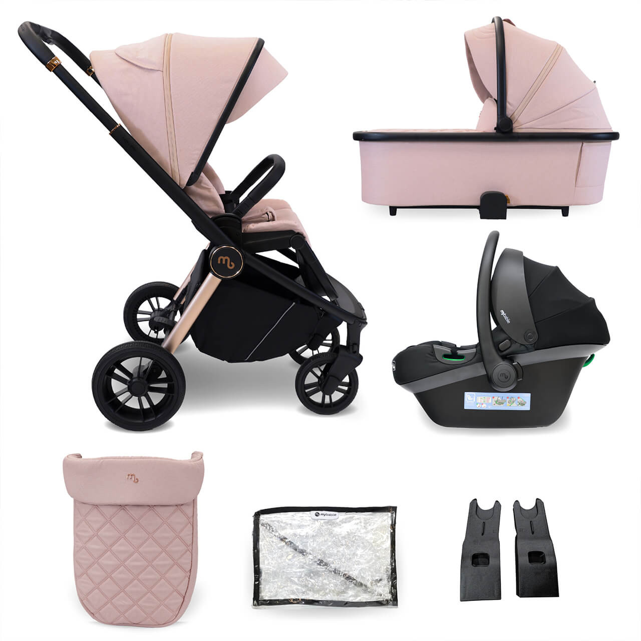 My Babiie MB450i 3-in-1 Travel System Pastel Pink Winstanleys