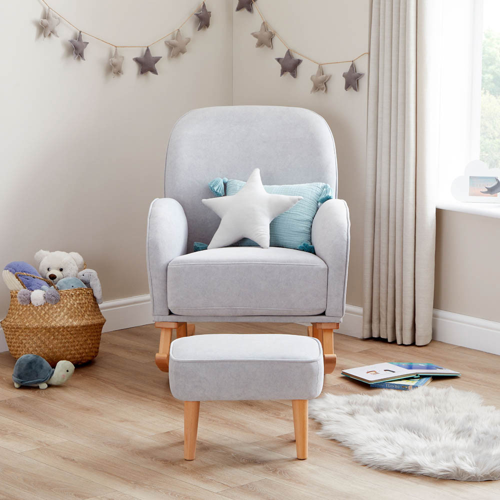 Babymore Freya Nursing Chair with Stool - Grey | Winstanleys Pramworld