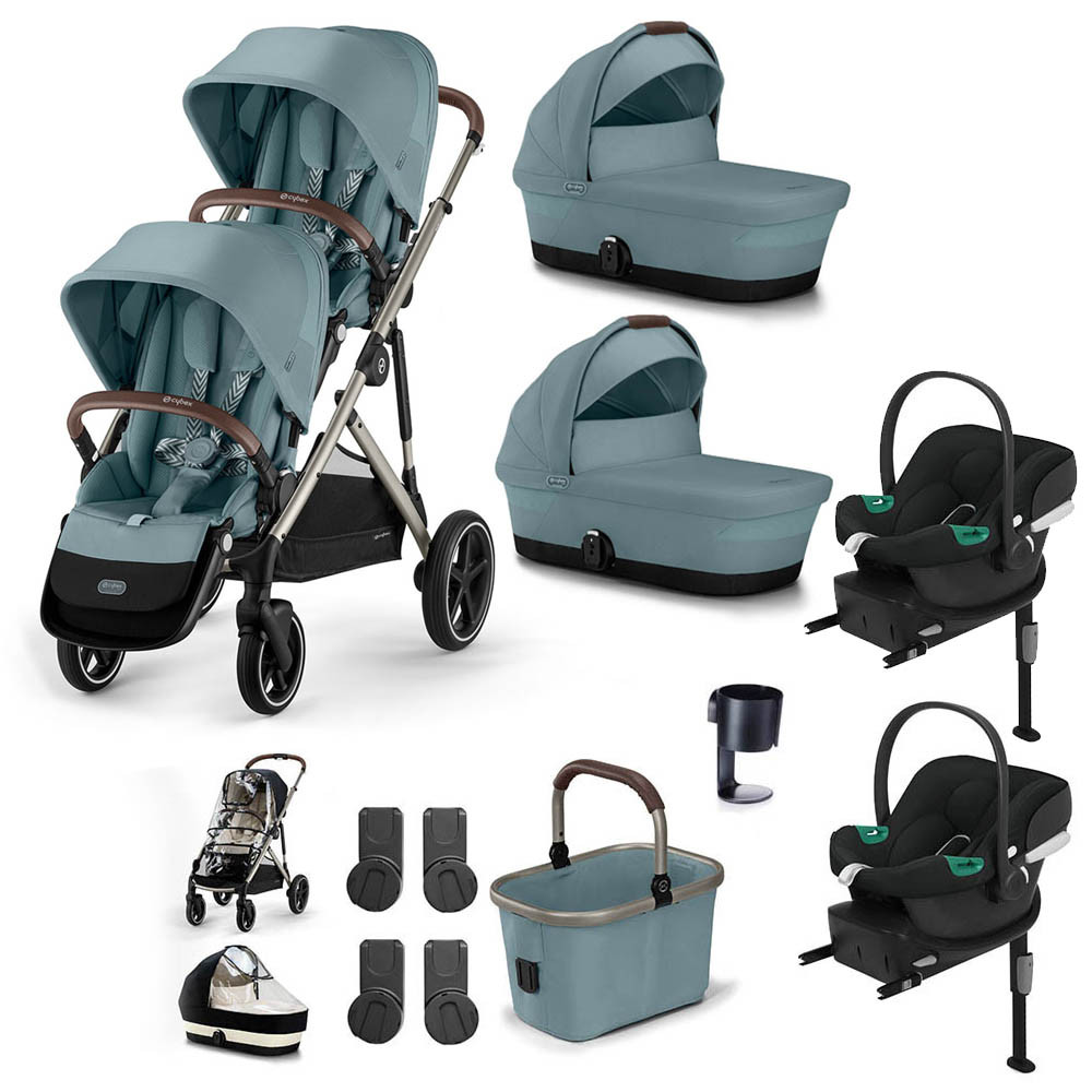 Cybex Gazelle S Taupe Twin Aton B2 Travel System - Stormy Blue