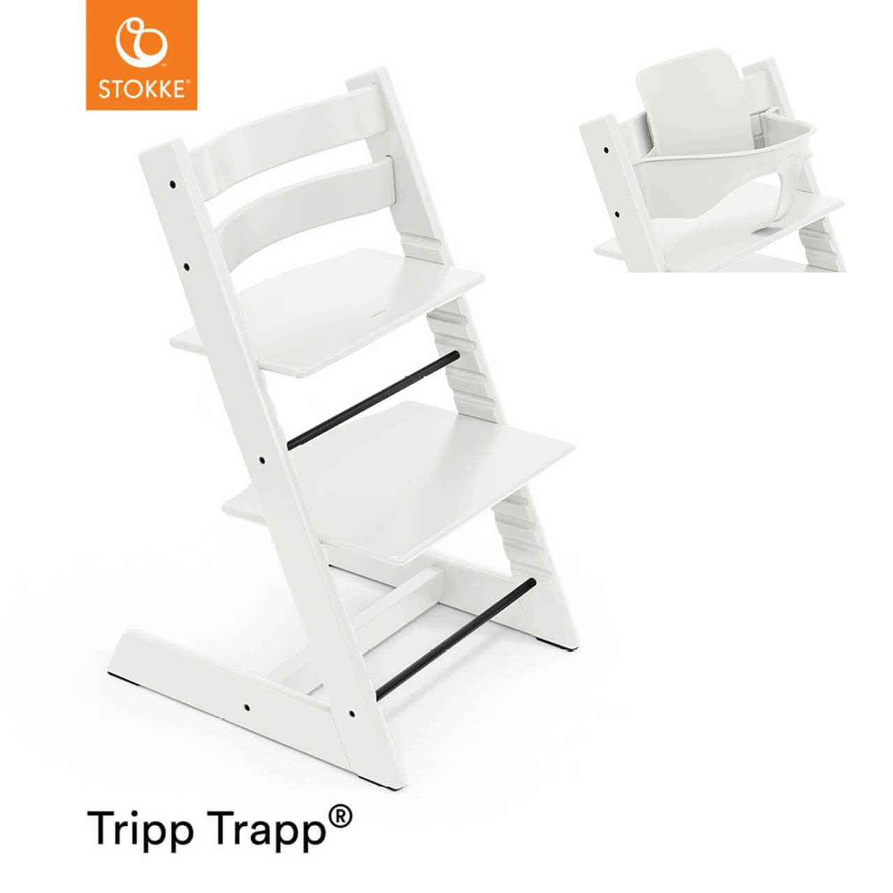 Stokke® Tripp Trapp® Highchair + Baby Set - White | Winstanleys