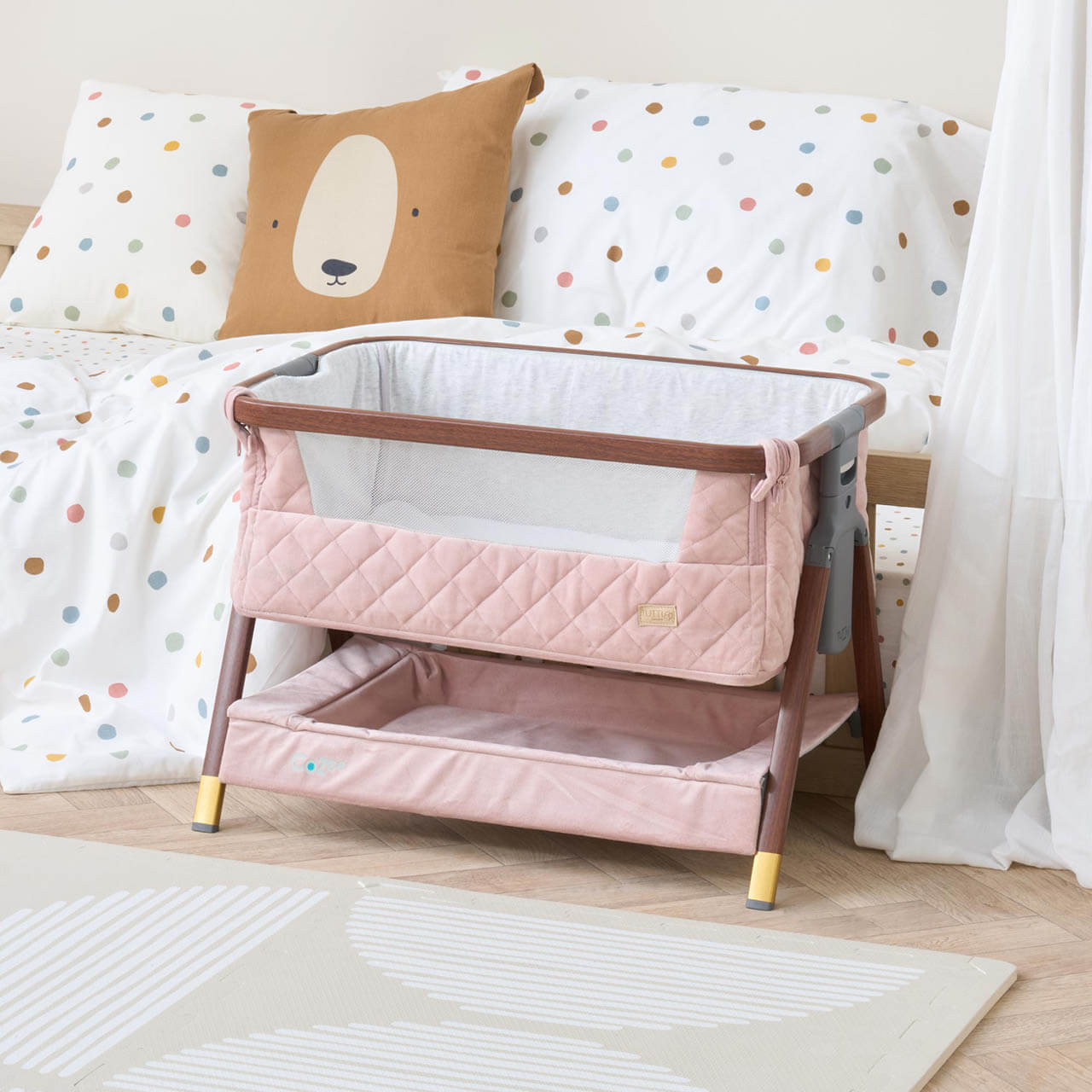 Tutti Bambini CoZee Luxe Mini Me Crib Walnut/Blush Winstanleys
