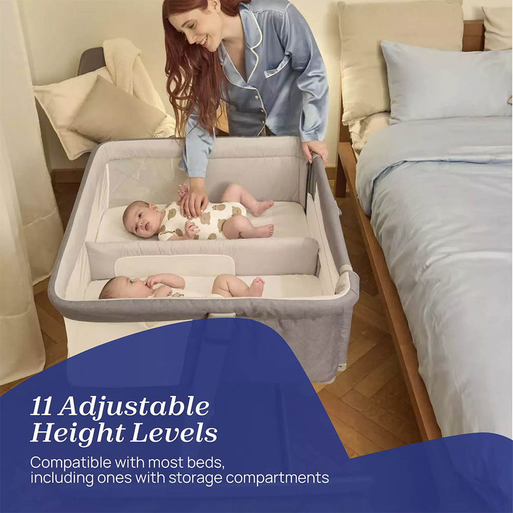 Chicco Next 2 Me Twins Bedside Crib - Magnet Grey | Winstanleys