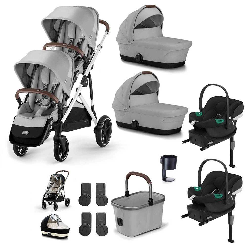 Cybex Gazelle S Silver Twin Aton B2 Travel System - Stone Grey