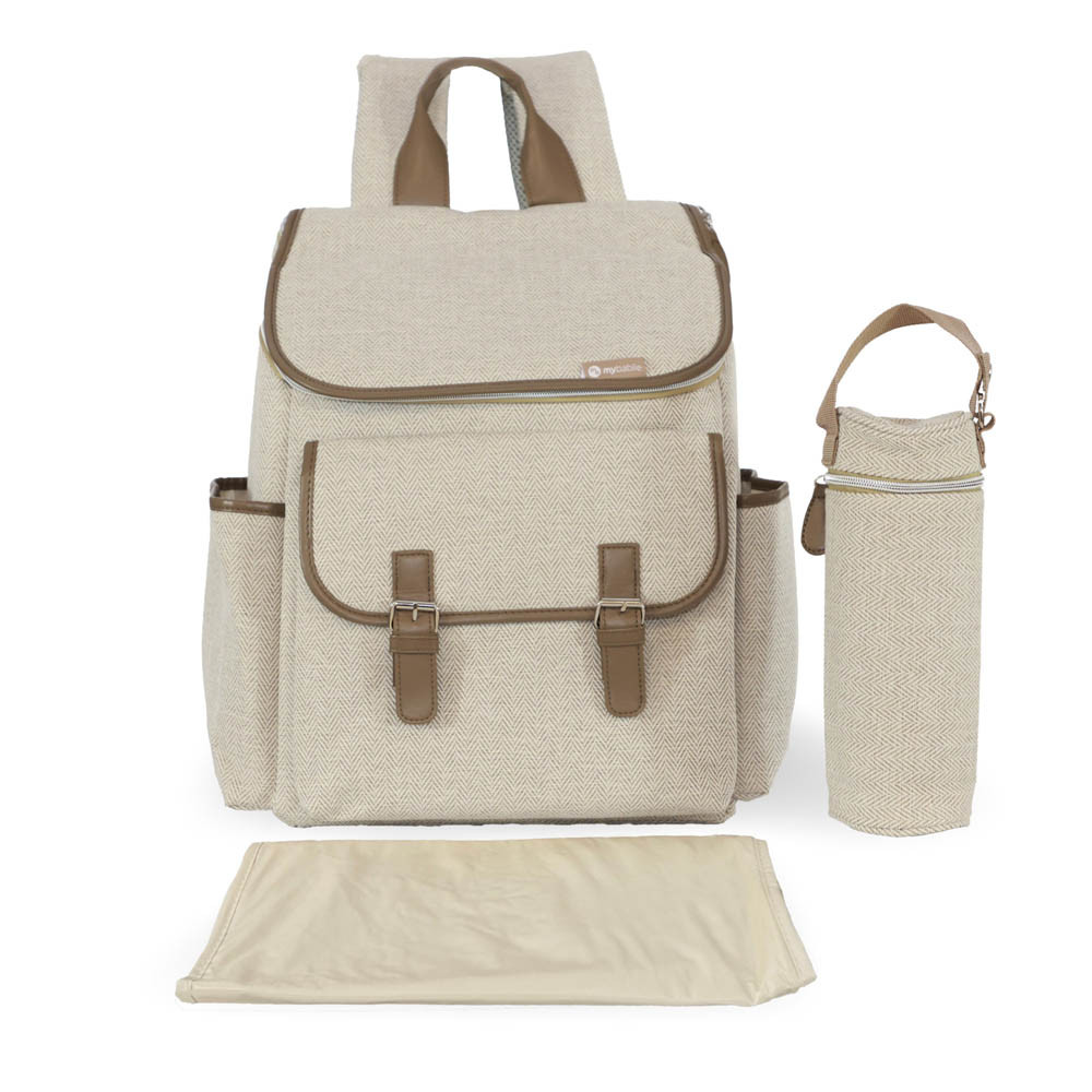 My Babiie Backpack Changing Bag Oatmeal Herringbone