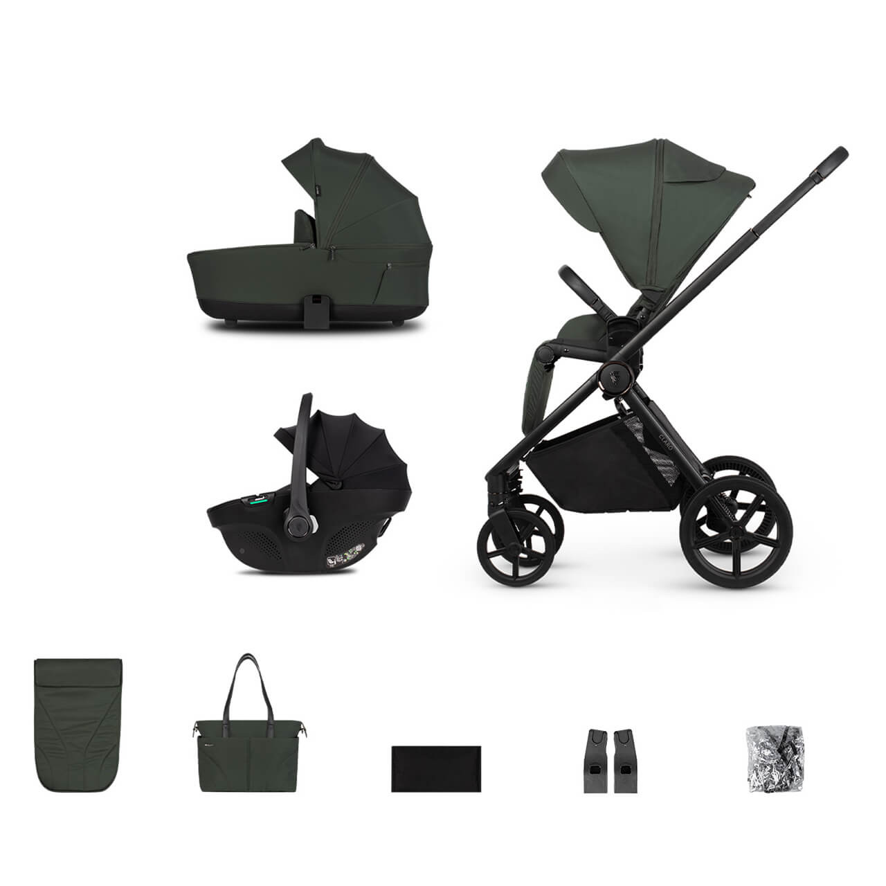 Venicci Claro 3-in-1 Tiago Travel System (9-Piece Bundle) - Forest