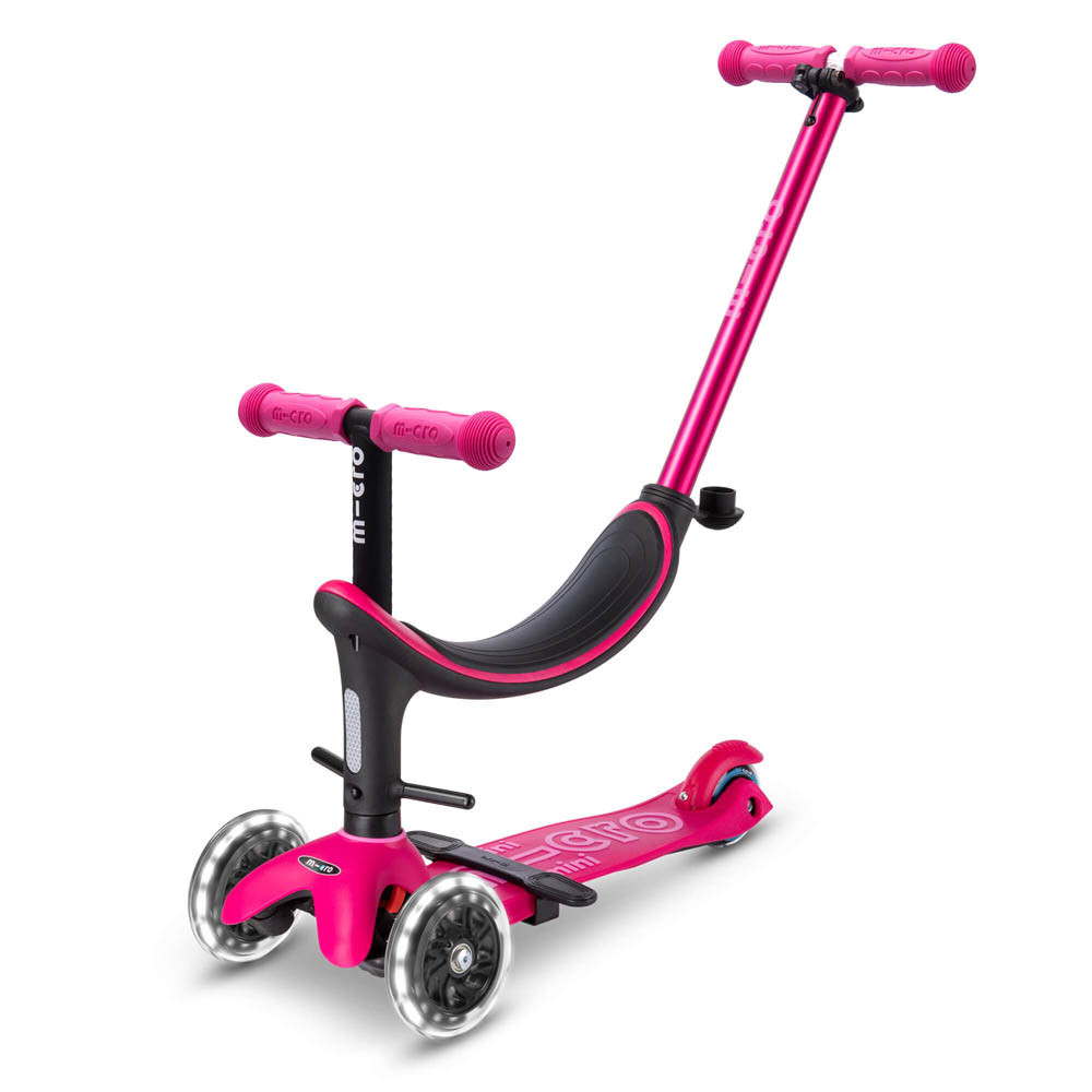 Micro Mini 2 Grow 4in1 LED Scooter + FREE Bell - Pink
