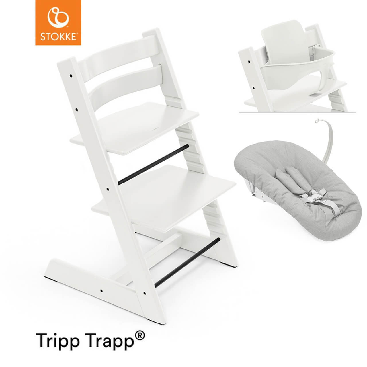 Stokke® Tripp Trapp® Highchair + Baby Set + Newborn Set Bundle Stokke® Tripp Trapp® Highchair + Baby Set + Newborn Set Bundle