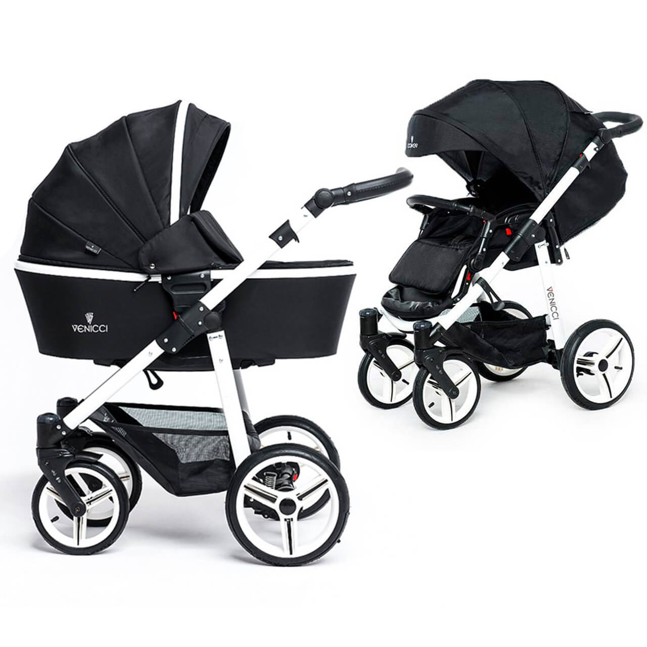 Venicci Silver Special Edition in Pram White Black