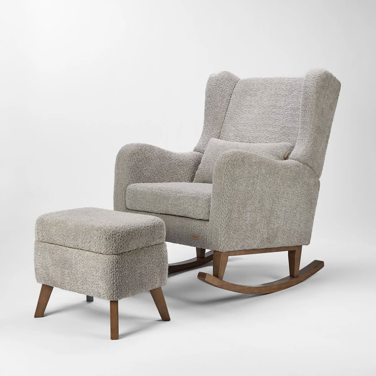 Tutti Bambini Harper Wingback Rocking Chair & Footstool - Cloud