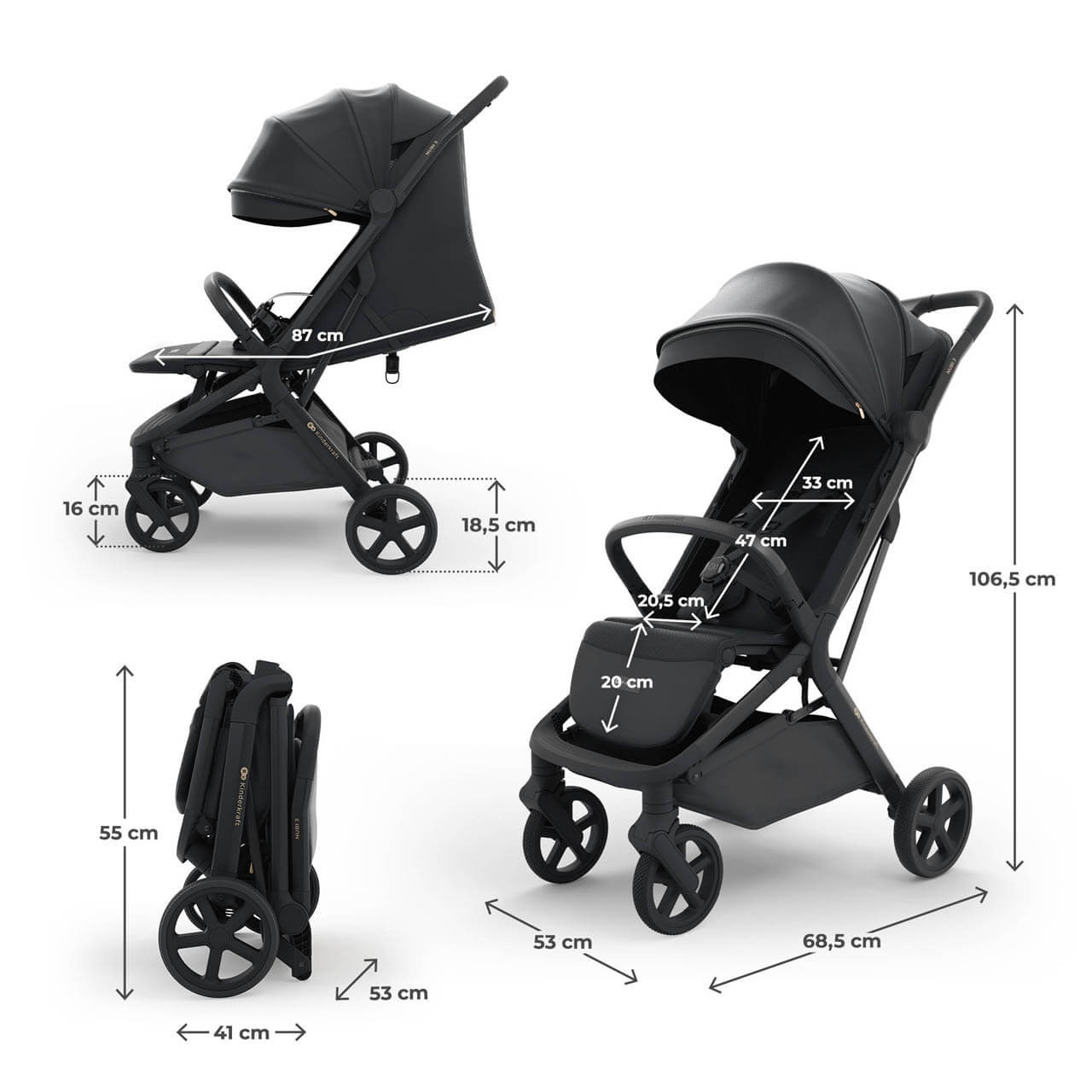 Kinderkraft Nubi 3 Stroller - Midnight Black | Winstanleys Pramworld