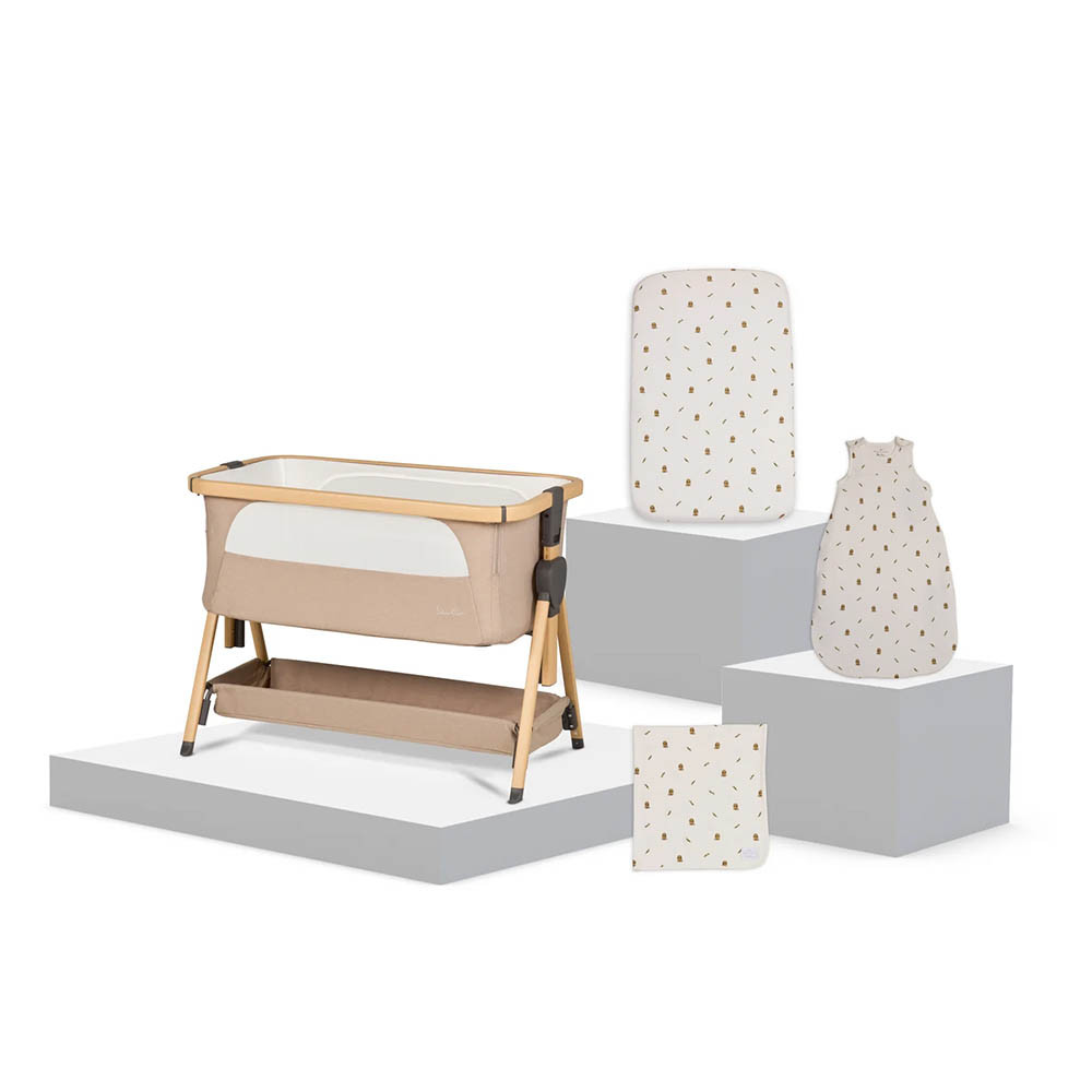 Silver Cross Lunar Bedside Crib & New Arrival Bedding Set