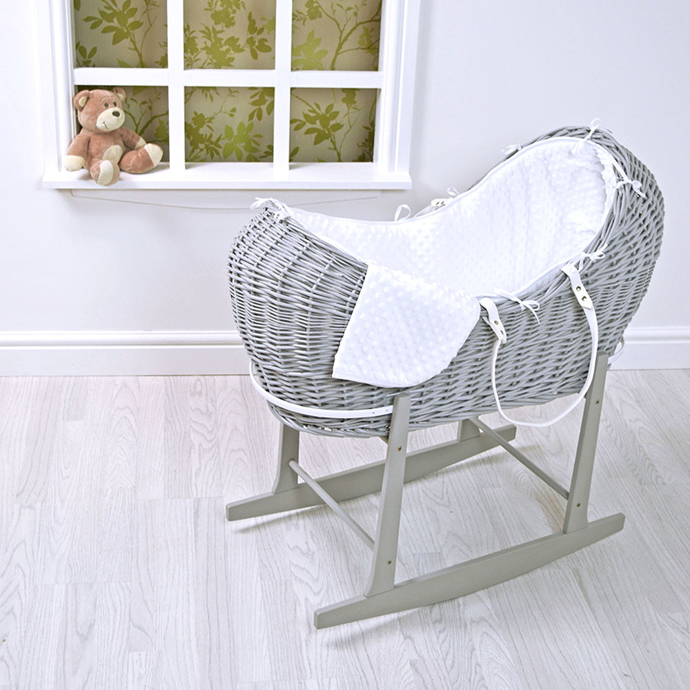 gray wicker moses basket