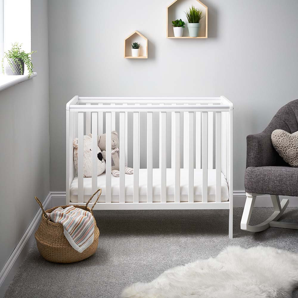 Obaby Bantam Space Saver Cot + Fibre Mattress White Winstanleys