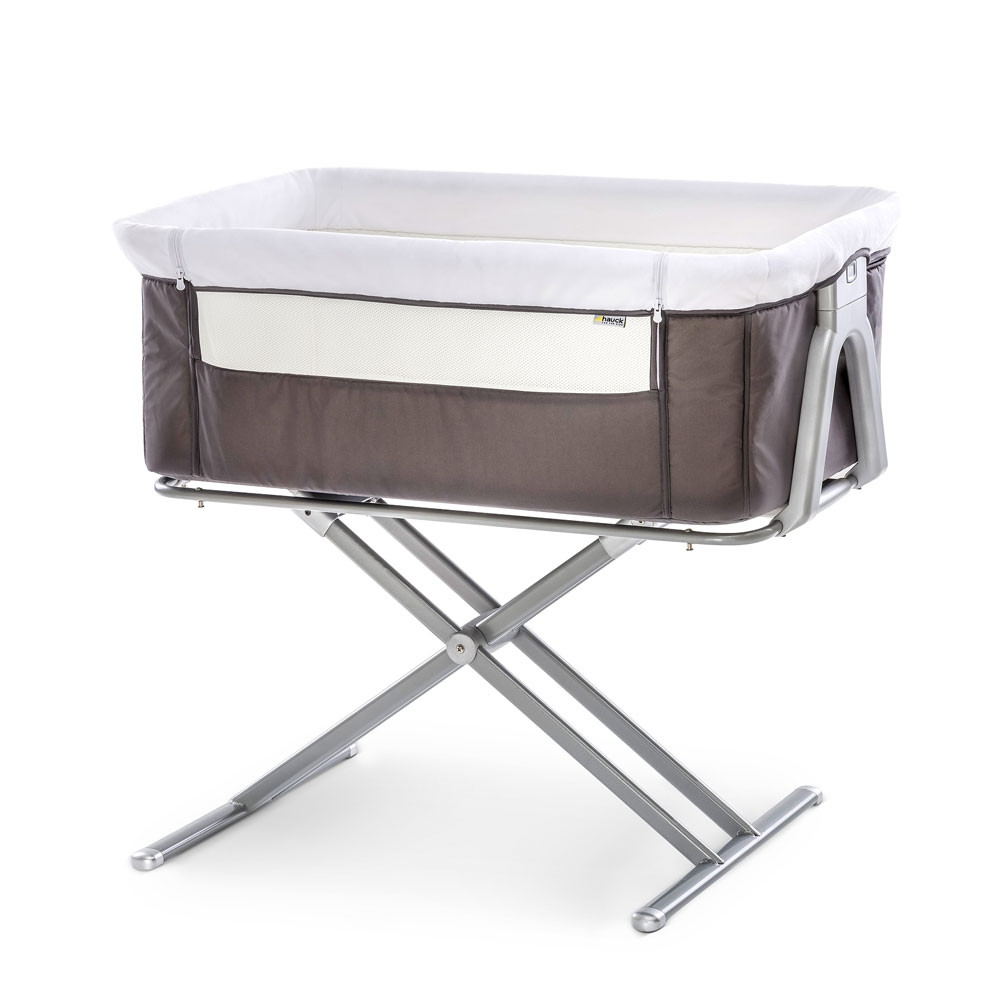 grey bedside crib