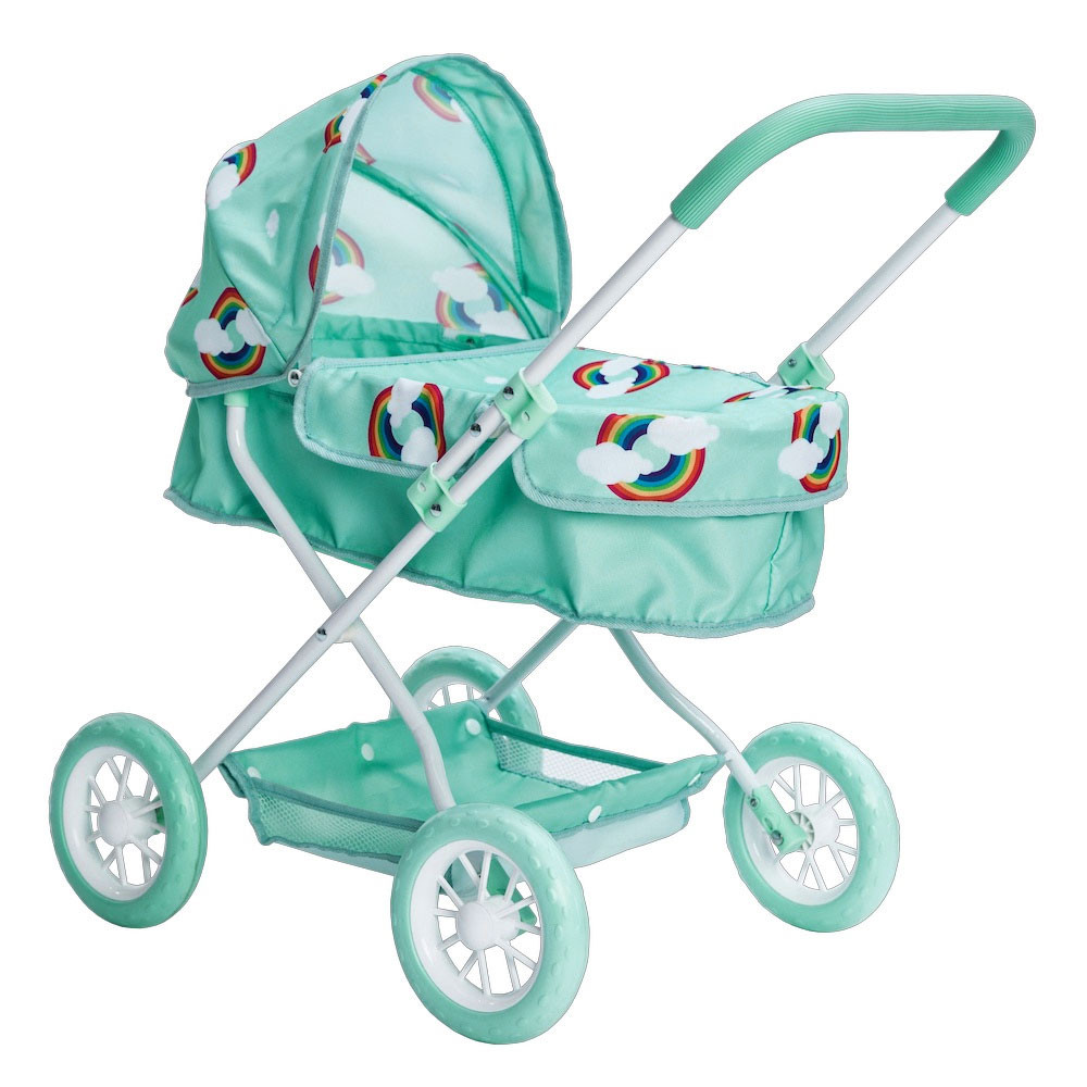 green dolls pram