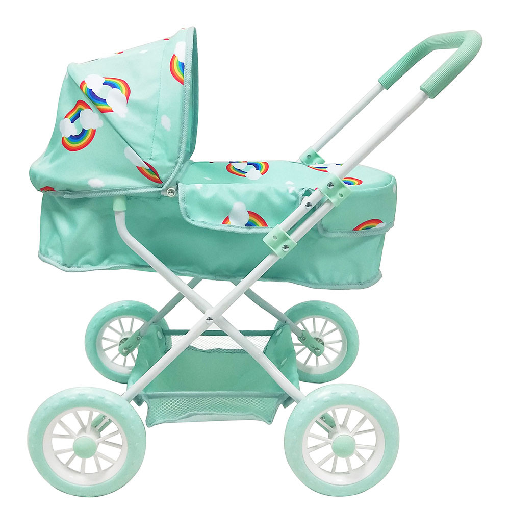 green dolls pram