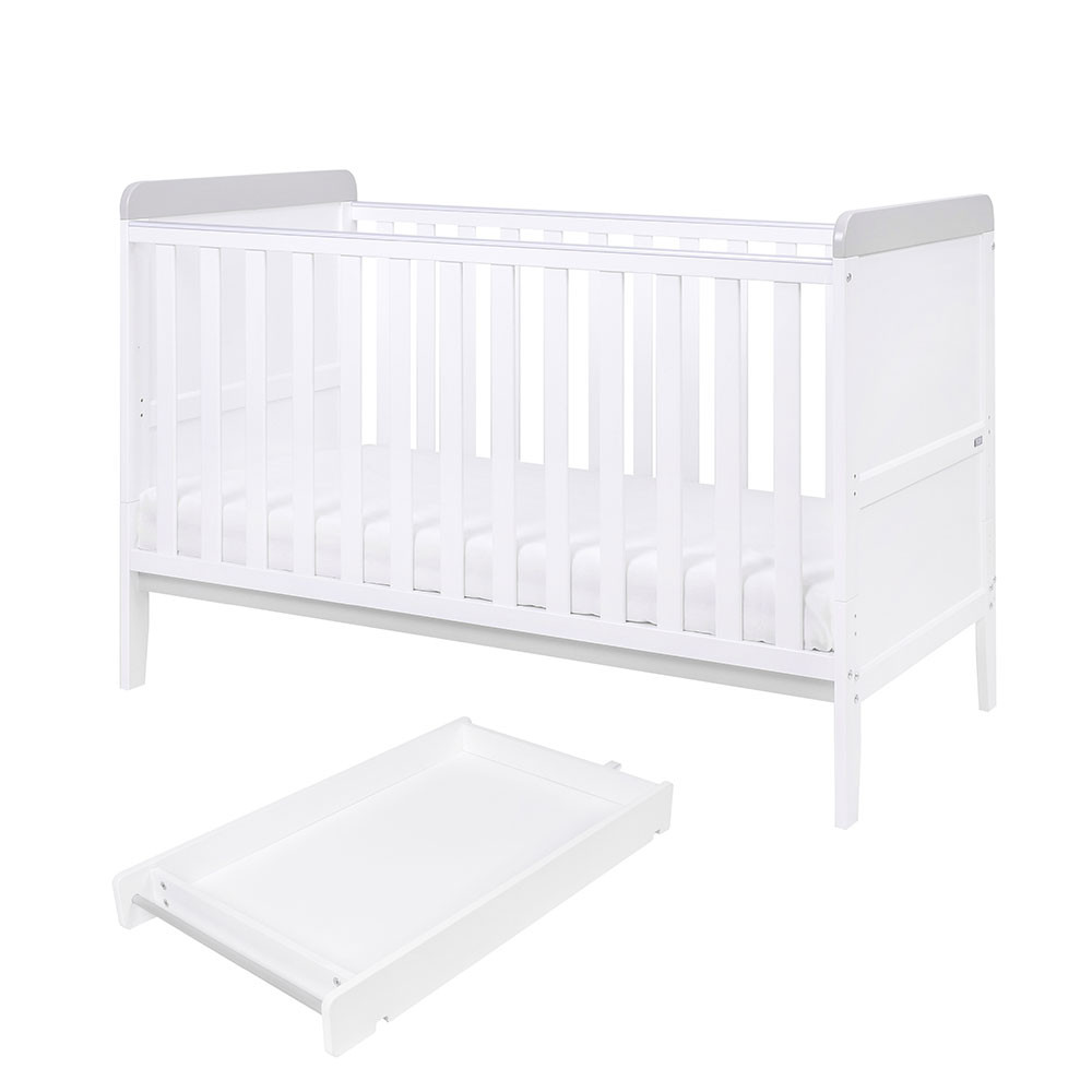 white cot bed with changer