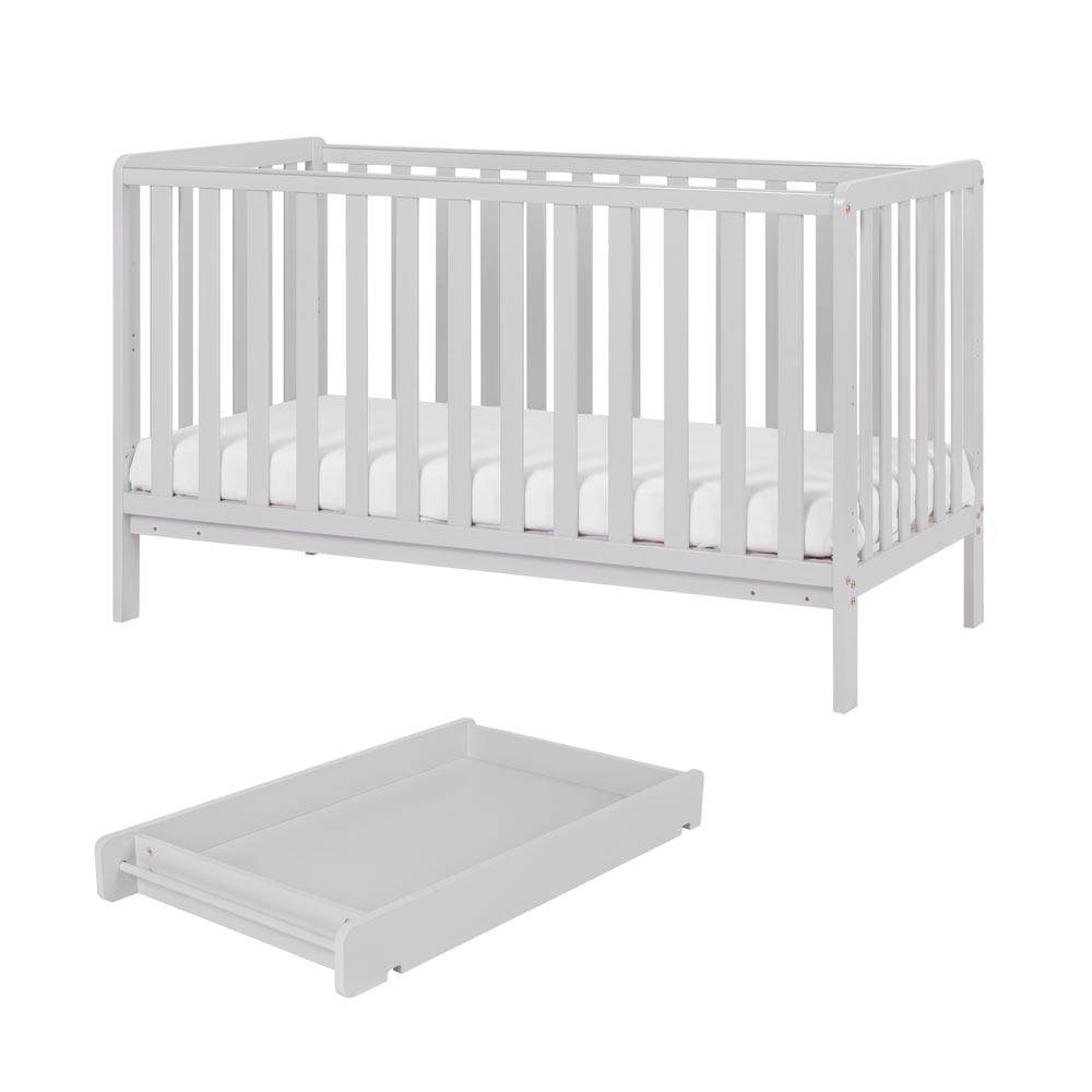 white cot bed with changer