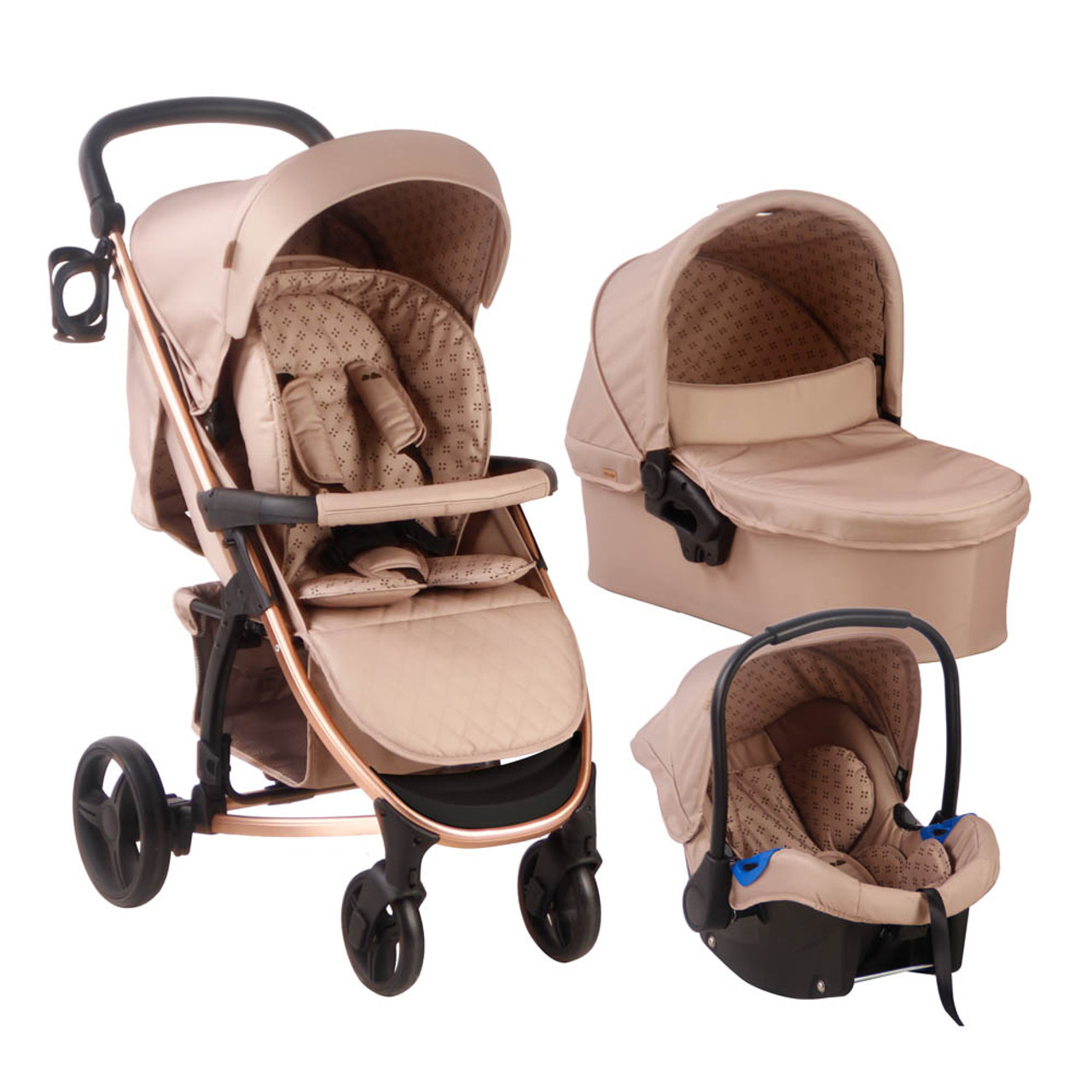 my babiie grey and rose gold travel system