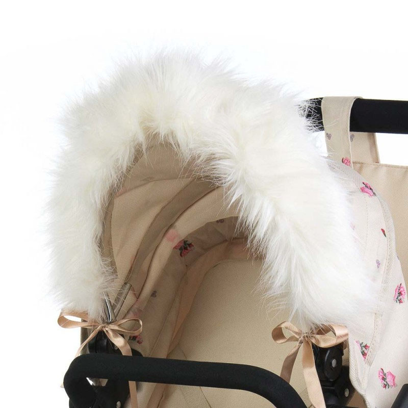 Roma Dolls Pram Hood Fur - Cream