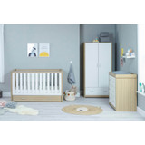 Babymore Luno 3-Piece Room Set with Drawer - Oak/White