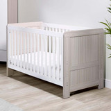Ickle Bubba Pembrey Cot Bed - Ash Grey & White